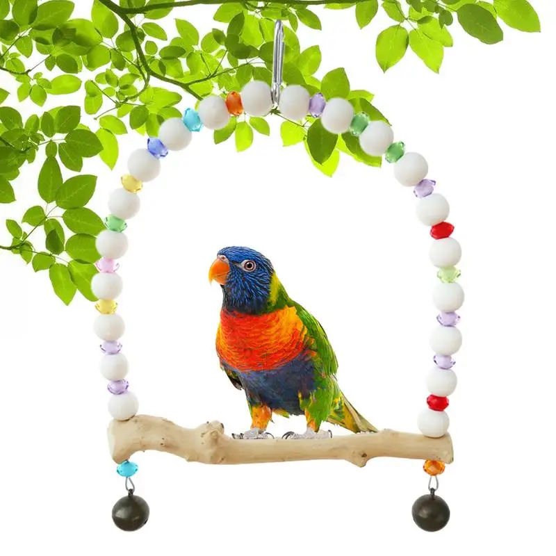 

Bird Perch Stand Wood Standing Perch For Parrots Cockatiel Hammock Toy Rainbow Bridge Bird Cage Stand Accessories For Parakeets