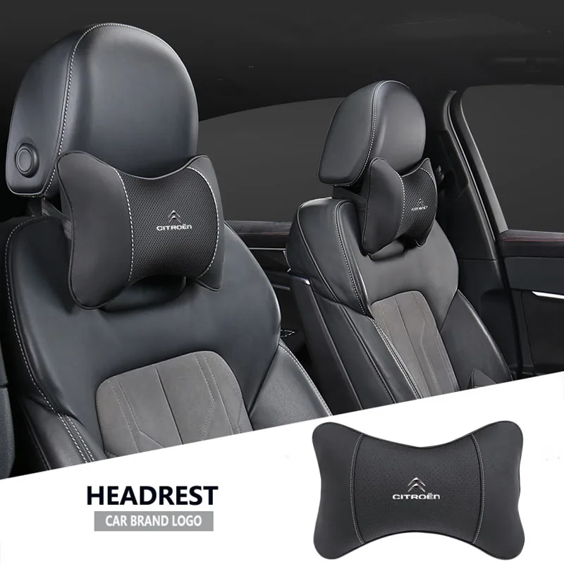1 Uds. Reposacabezas de asiento de coche, almohada de cuello con logotipo para Citroen C1 DS3 C2 C3 Vts C4 Saxo C4L C5 C6 C8 Xsara C3-XR Picasso Berlingo