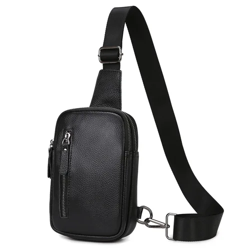 Imagen 1 del producto Bolso de piel de vaca a la moda para hombre, bandolera de cuero auténtico de viaje informal, pequeño bolso de mensajero para hombre, monederos para teléfono