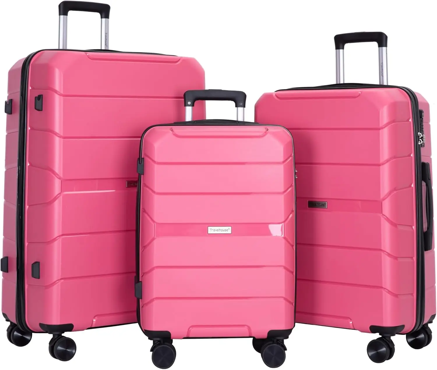 Travelhouse Bagage Sets 3 Delige Pp Koffer Set Hardside Spinner Wiel Bagageruimte Lichtgewicht Tsa Slot Voor Reizen,