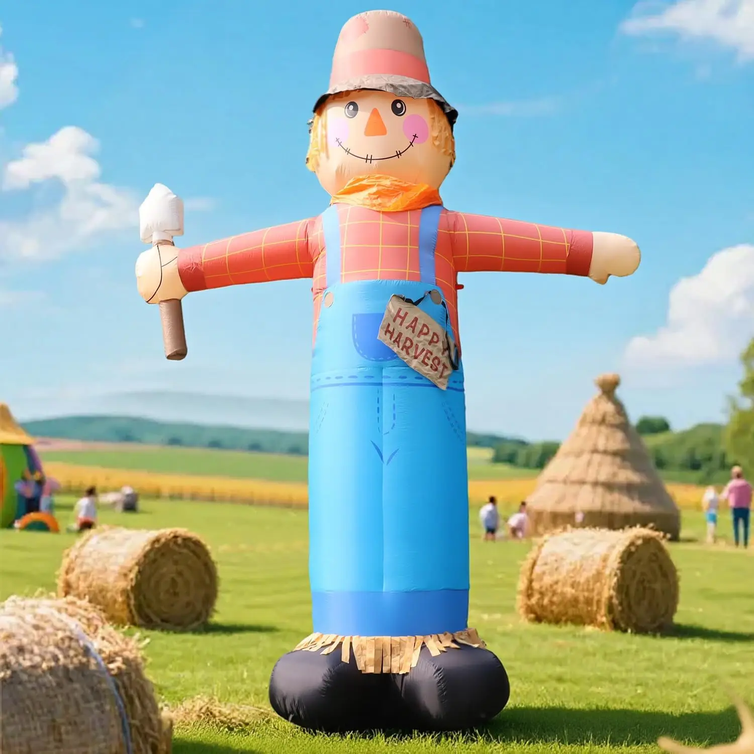 12FT Giant Inflatables Scarecrow Decorations, Fall Harvest Inflatable Yard Decor, Scarecrow Blow Up Yard Decorations for Hallowe