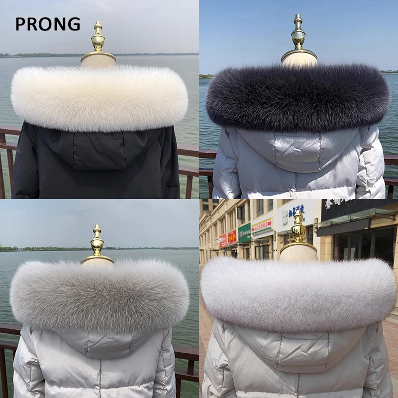 

Real Fox Fur Collar Detachable Fur Trims For Coat Hood Winter Neck Warmer Furry Scarf Women Men Clothing Decor Plush Accessories