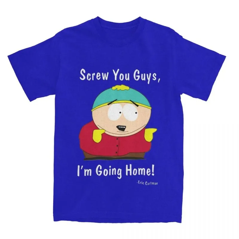 Southpark Eric Cartman Men\'s T-Shirt Screw You I\'m Going Home Fun T-Shirt Short Sleeve Crew Neck T-Shirt 100% Cotton