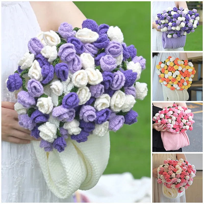 Rose Bouquet Blanket Hand Made Bouquet Nap Blankets Sofa Cover Finished Bouquet Blanket Home Supplies Manta de rosas