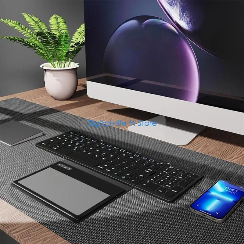 E06D Foldable Keyboard Wireless Portable Bluetooth-compatible Keyboard with Touchpad