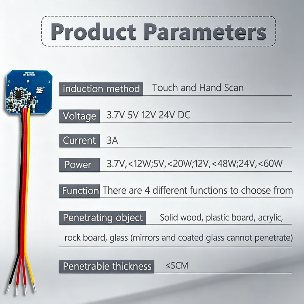 5V-24V 3A Touch Switch for Wood/glass/acrylic Cabinets/closet Penetrating Wood Board Touch/hand Scan Sensor Switch Accessories