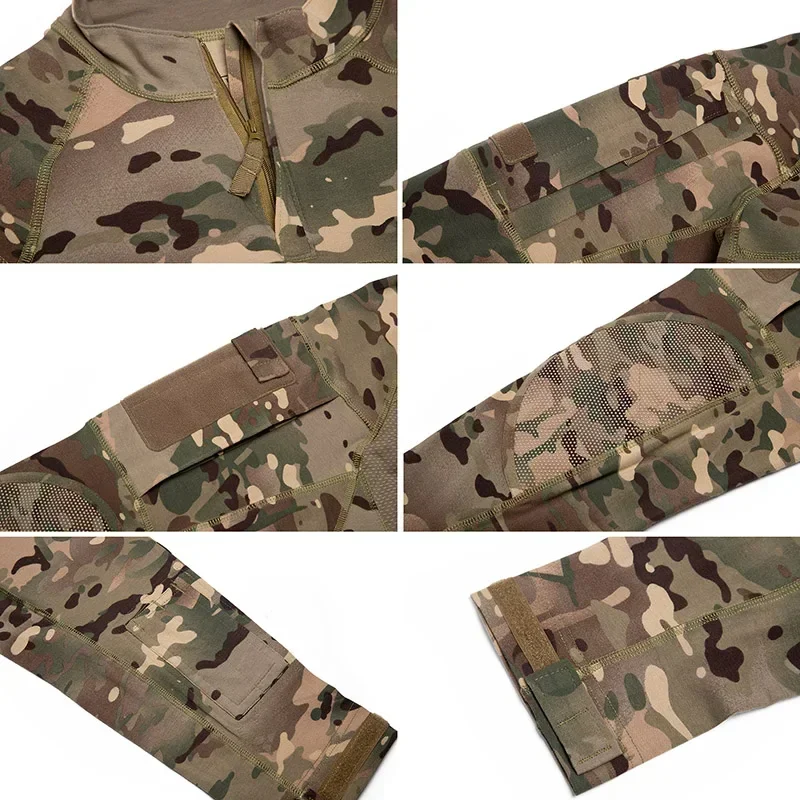 Camicie da paintball softair Multicam CP Camo Camicia tattica in cotone da uomo T-shirt da combattimento militare dell'esercito Abbigliamento da caccia Resistente all'usura