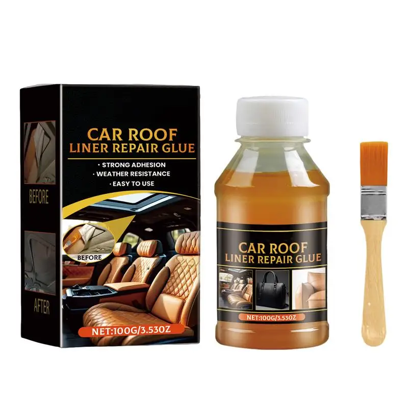 Car Roof Liner Repair Glue With Brush 100ml Fast Dry Strong Fabric Liquid Glue Adhesio Glue Auto Accessories