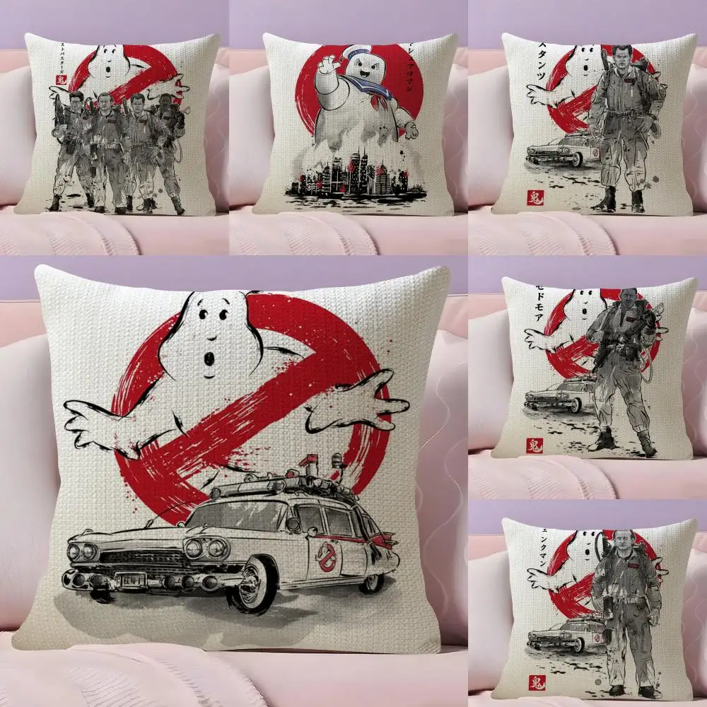 Funda de cojín de película clásica G-Ghostbusters, tela orgánica de lino Natural, funda de almohada de regalo con estampado de doble cara para decoración del hogar y sofá