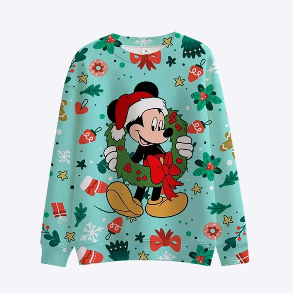 Autumn Christmas Women's Fashion Casual Hoodie New Mickey Minnie Print Round Neck Long Sleeve Children's Hoodie Y2K