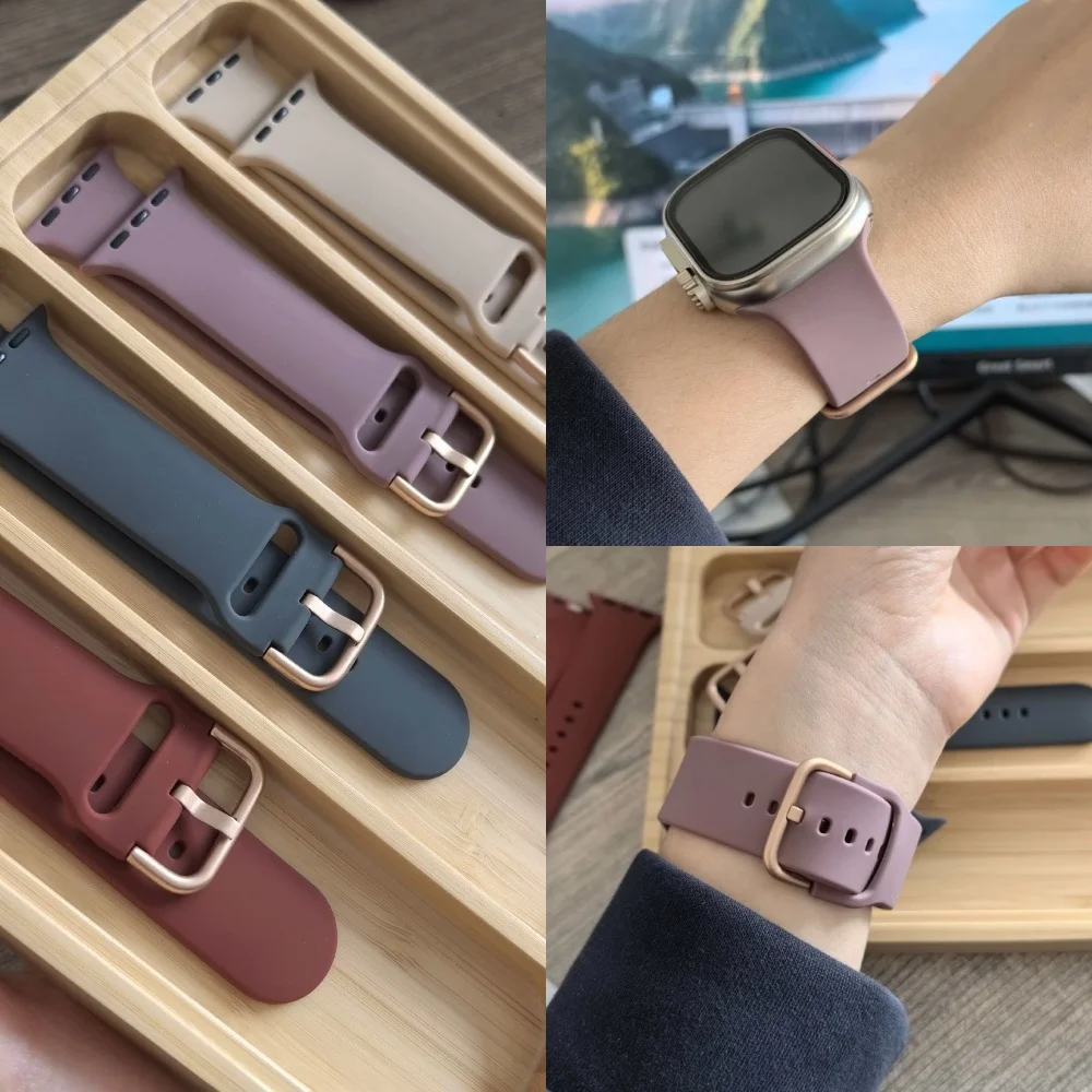 

Silicone Strap For Apple Watch Band 45mm 46mm 44mm 41mm 40mm 42mm Sport Correa Bracelet iWatch Series 11 10 SE 9 8 7 6 5 Ultra 3