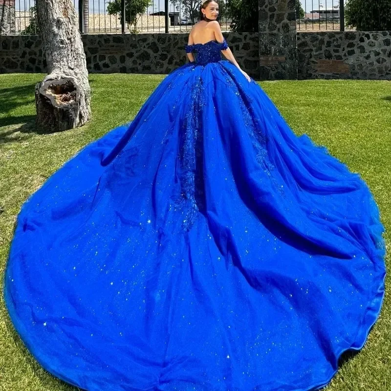 ANGELSBRIDEP Royal Blue Princess Quinceanera Dresses Ball Gown Appliques Lace Beads Birthday Party Vestido De 15 Anos Customized