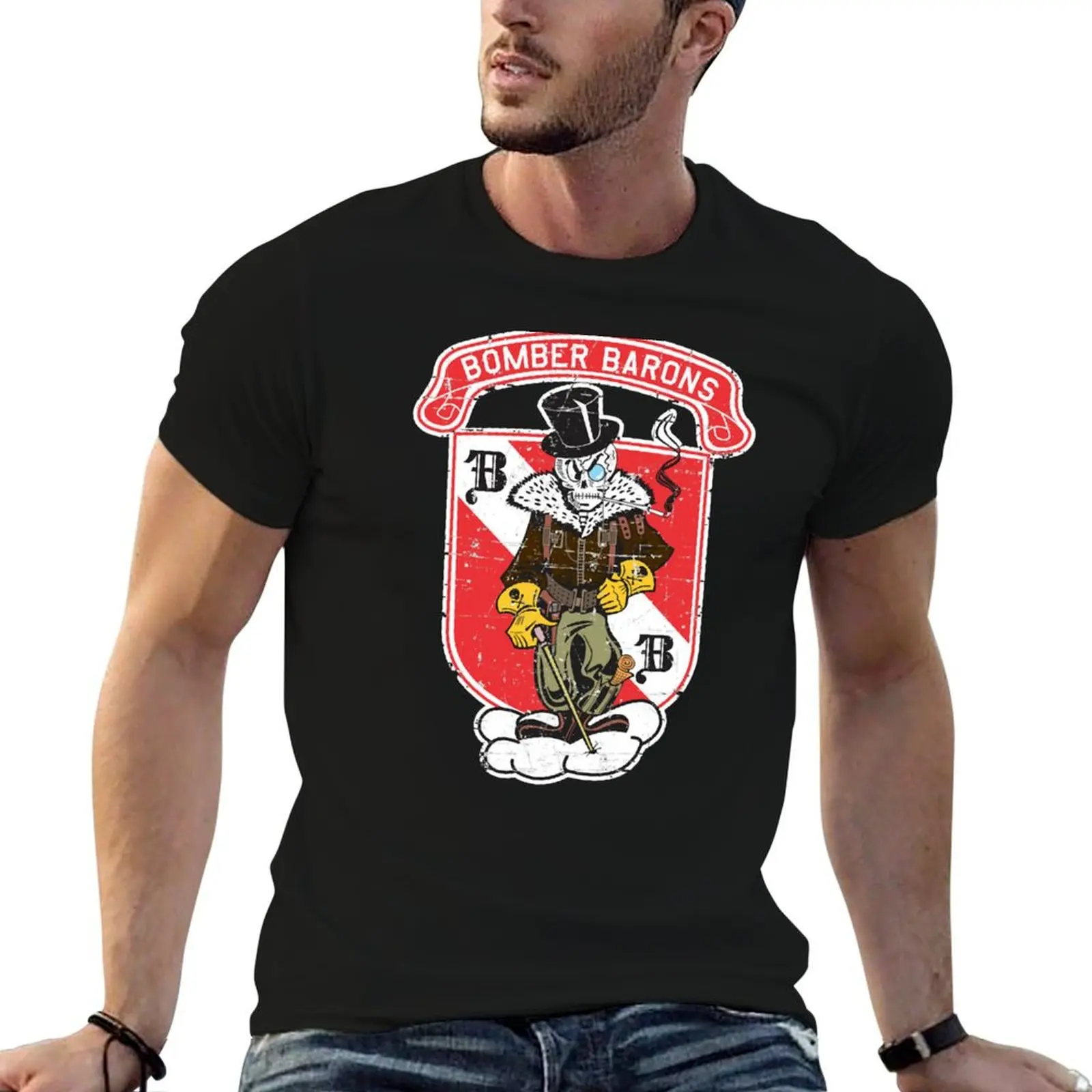 23rd Expeditionary Bomb Squadron - Bomber Barons - Grunge Style T-Shirt plus size clothes shirts graphic Short sleeve tee men