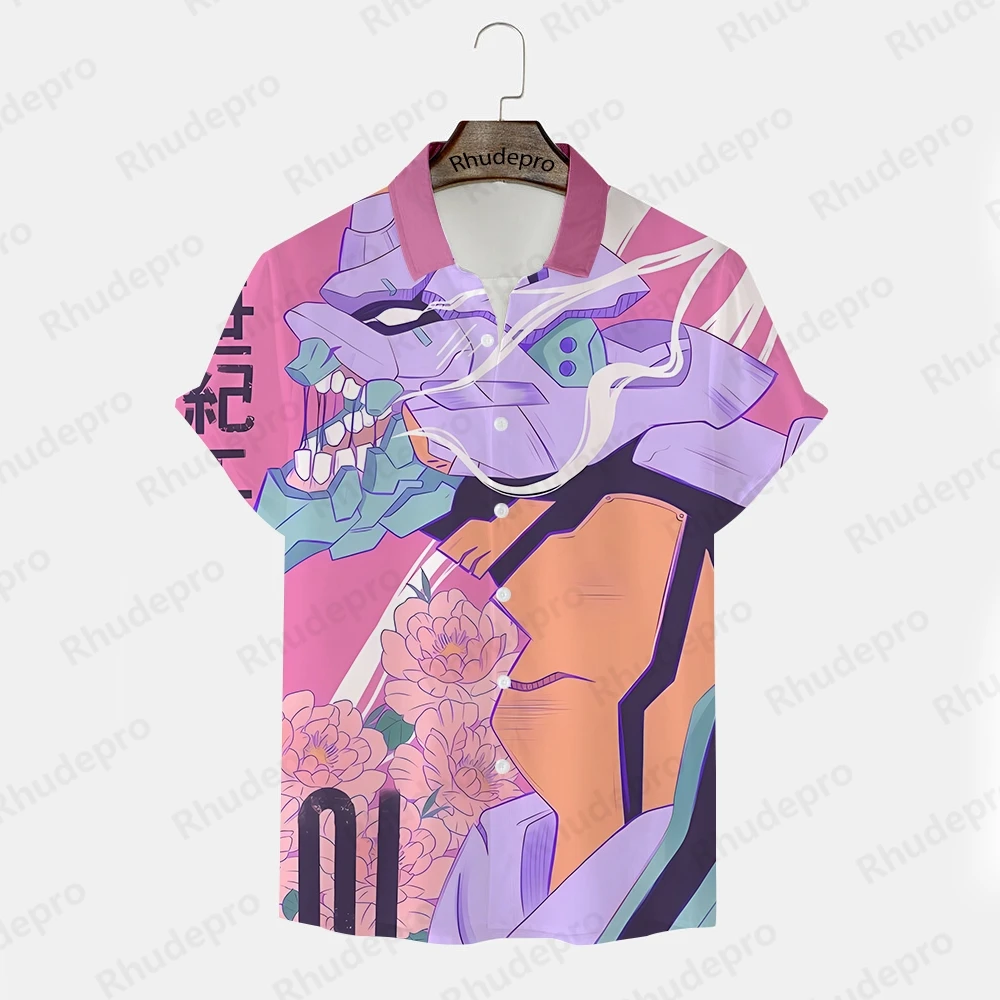 เสื้อผ้าเสื้อเชิ้ตผู้ชายเสื้อการ์ตูนนีออน Genesis Evangelion เสื้อฮิปฮอปสไตล์ฮาราจูกุ2024แฟชั่นโอเวอร์ไซส์สำหรับเด็ก