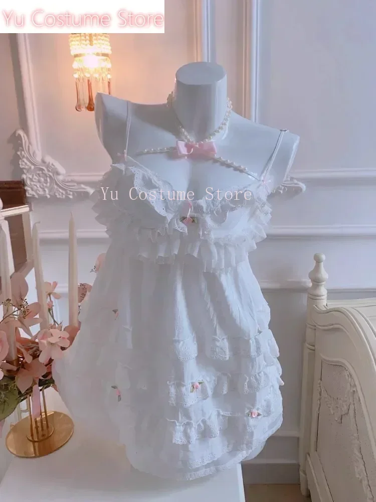 

Cute Mini Dresses Women Summer Bows Flowers Decoration Lace Trim Strap Dress for Sweet Girls Harajuku Princess Kawaii Cloth 2025