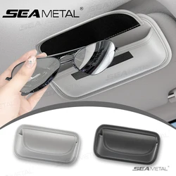 SEAMETAL Car Glasses Case Wear-Resistant PU Leather Sunglasses Holder Hook and Loop Fastener Eyewear Protection Box Scratch-Free