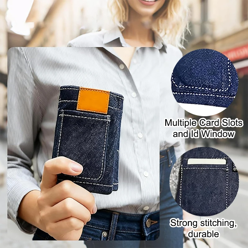  JEANSの財布 Pocket Pants Mini Jeans Wallet, Jean Wallet, Cute Foldable Denim