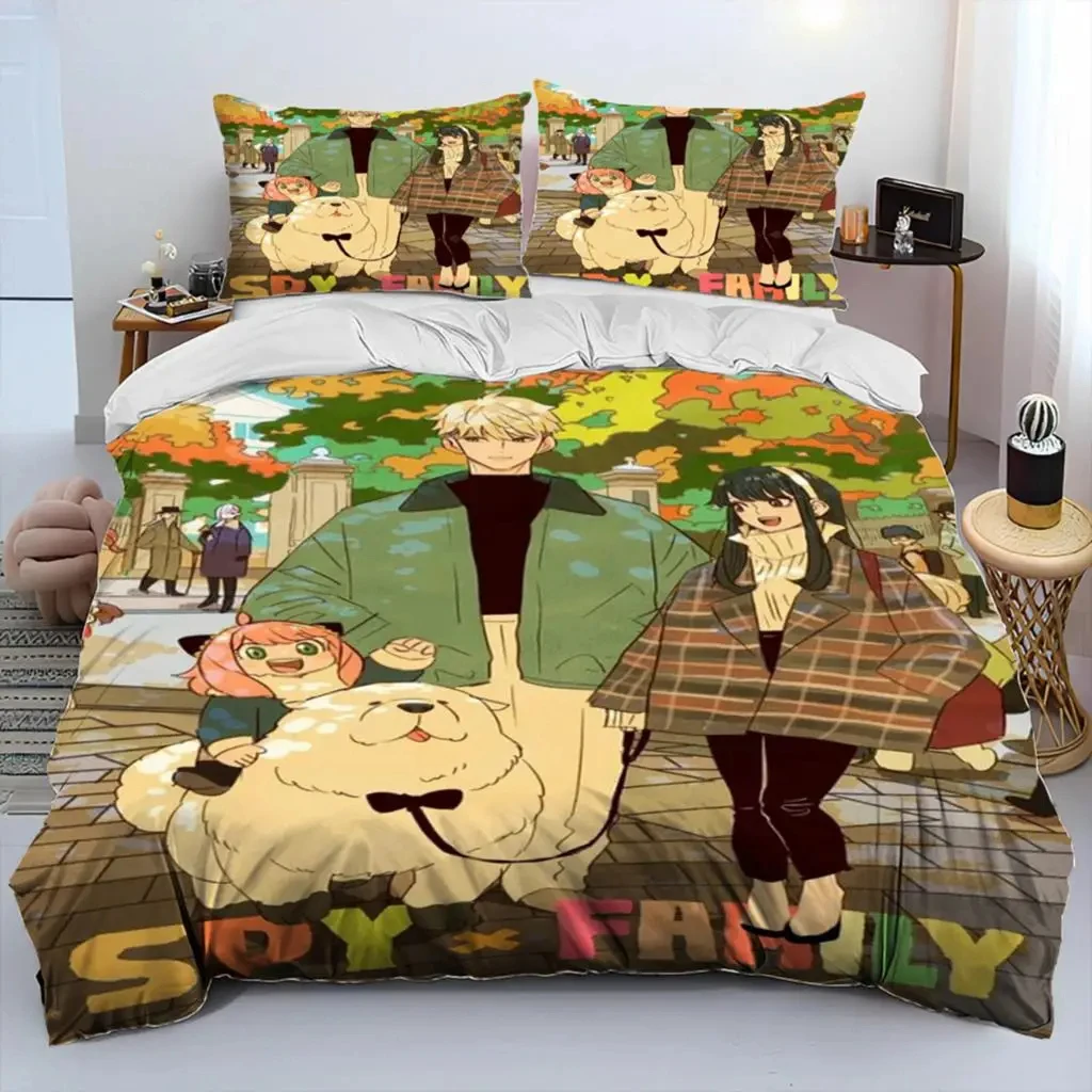 Anime SPY×FAMILY Anya Bedding Set Boys Girls Twin Queen Size Duvet Cover Pillowcase Bed Kids Adult Fashion Home Textileextile