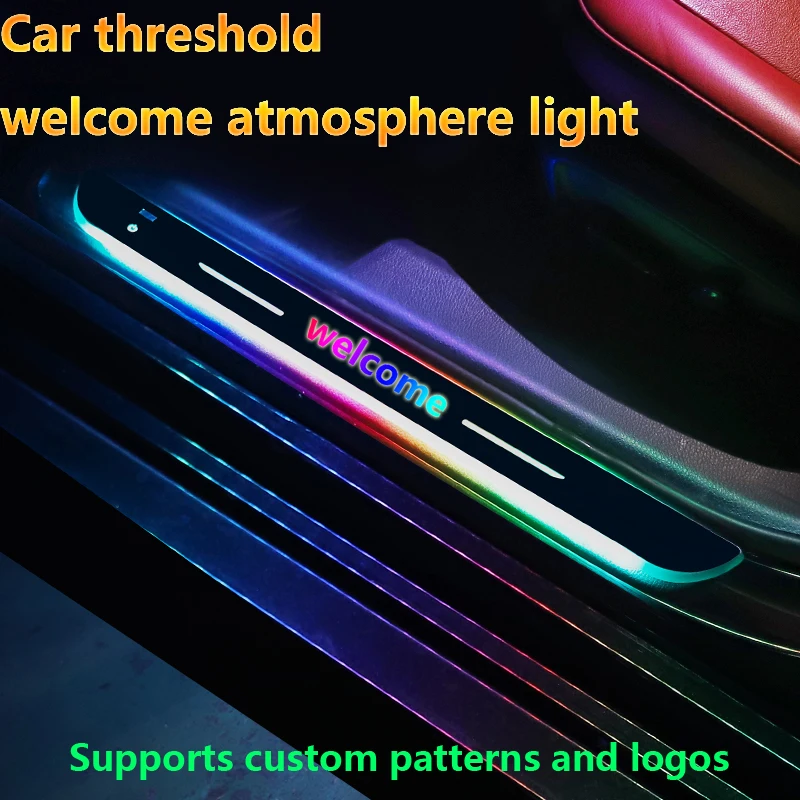 

Car Welcome Door Sill Light Threshold Lamp Welcome Plate Pedal Light with Wireless LED Light Adjustable color changing mode