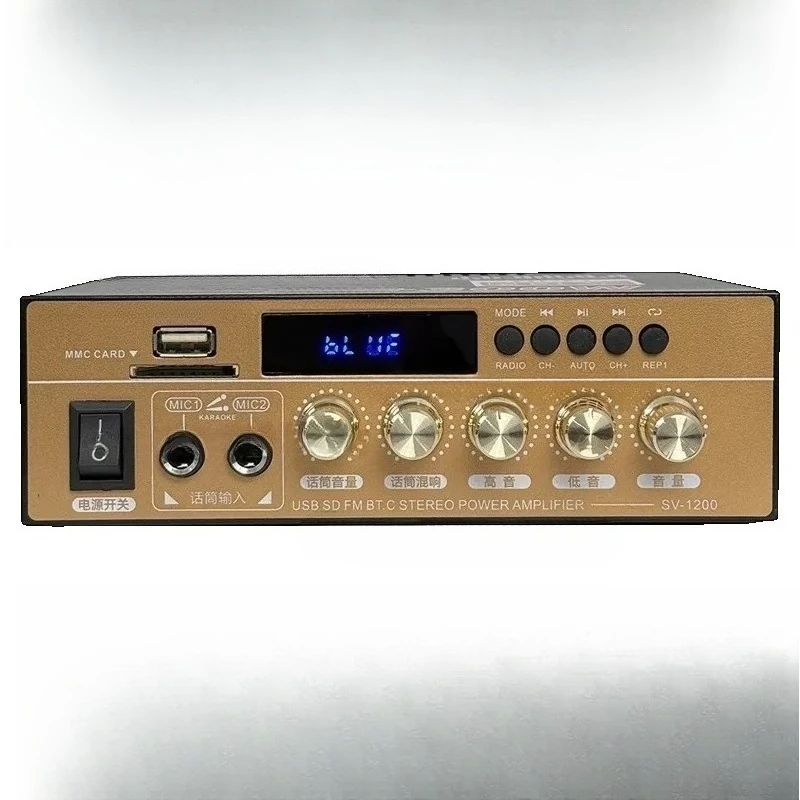 

220V high power mini small bluetooth hifi power amplifier household lossless 12V card U disk radio and air player