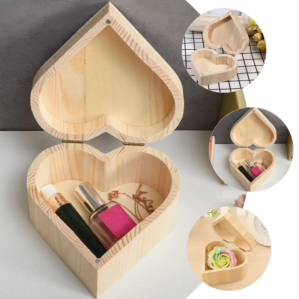 

Manual Heart-shaped Storage Box Jewelry Elegant High Quality Wood Organizer Case