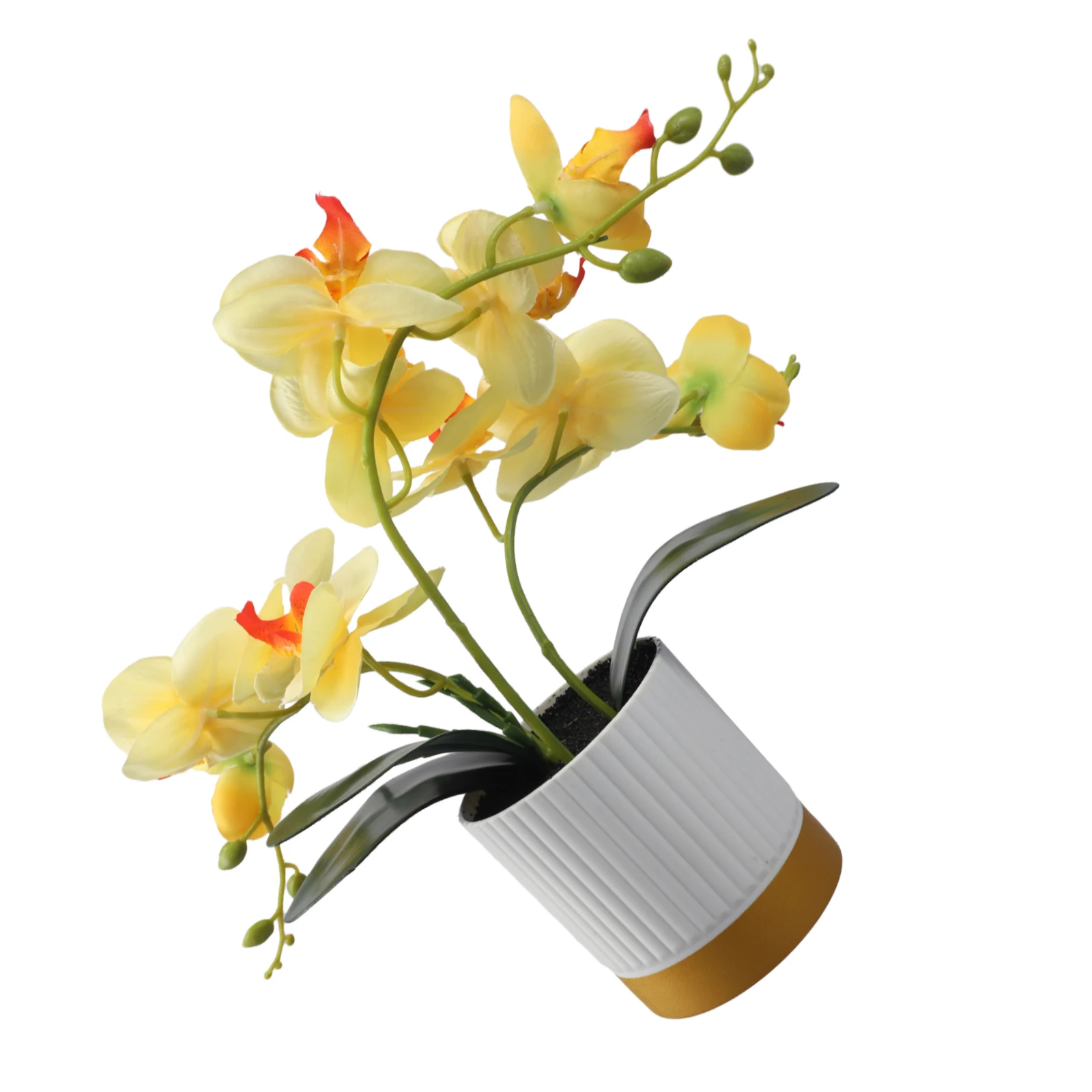 Plants Artificial Flower 1 Pc 13 Inch Gold-bottomed Home Office Phalaenopsis Bonsai Plastic Simulated Brand New