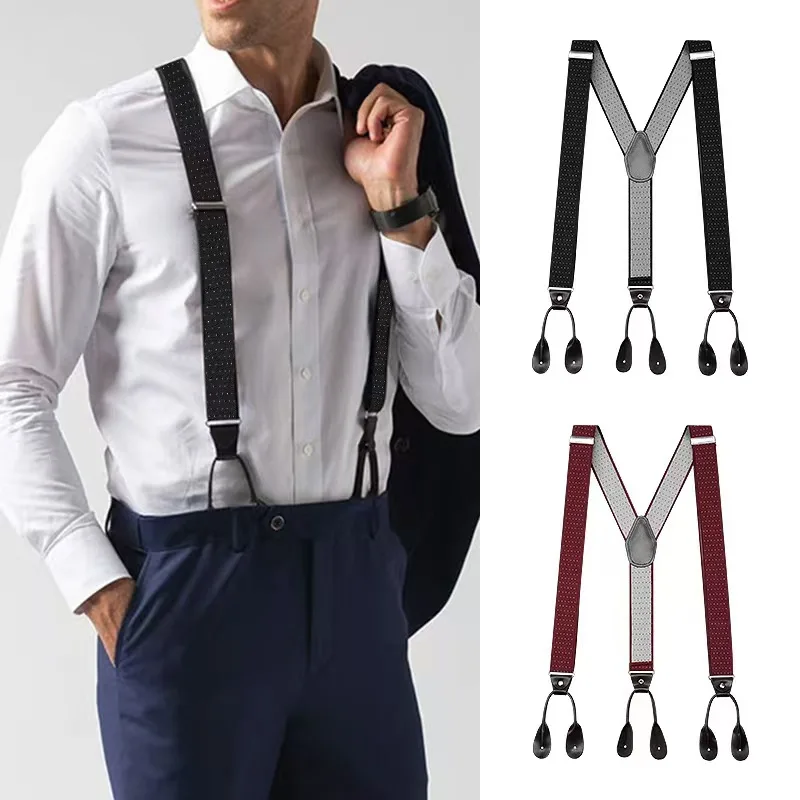 Men\'s Suspenders Heavy Duty High Quality 6 Buttons Gentleman Business Adult Adjustable Elastic Braces Send Family Holiday Gifts