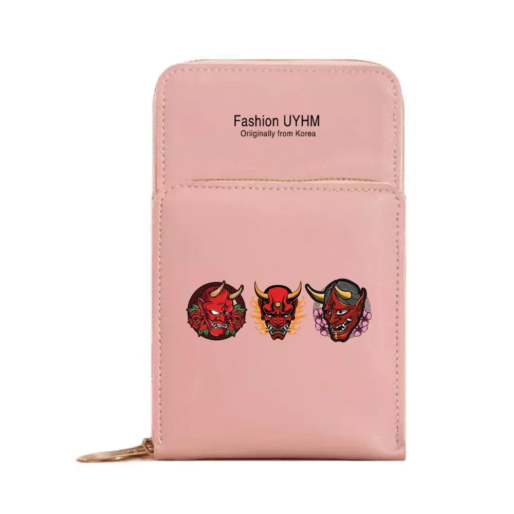 Universal Mobile Phone Bag With Touch Screen Women's Bag PU Leather Wallets Card Holder Shoulder Crossbody Pouch Monster Pattern