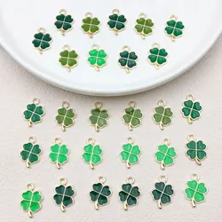 20/48Pcs Enamel Green Four-leaf Clover Charms Pendant For St. Patrick's Day DIY Necklace Bracelet Earrings Jewelry Making