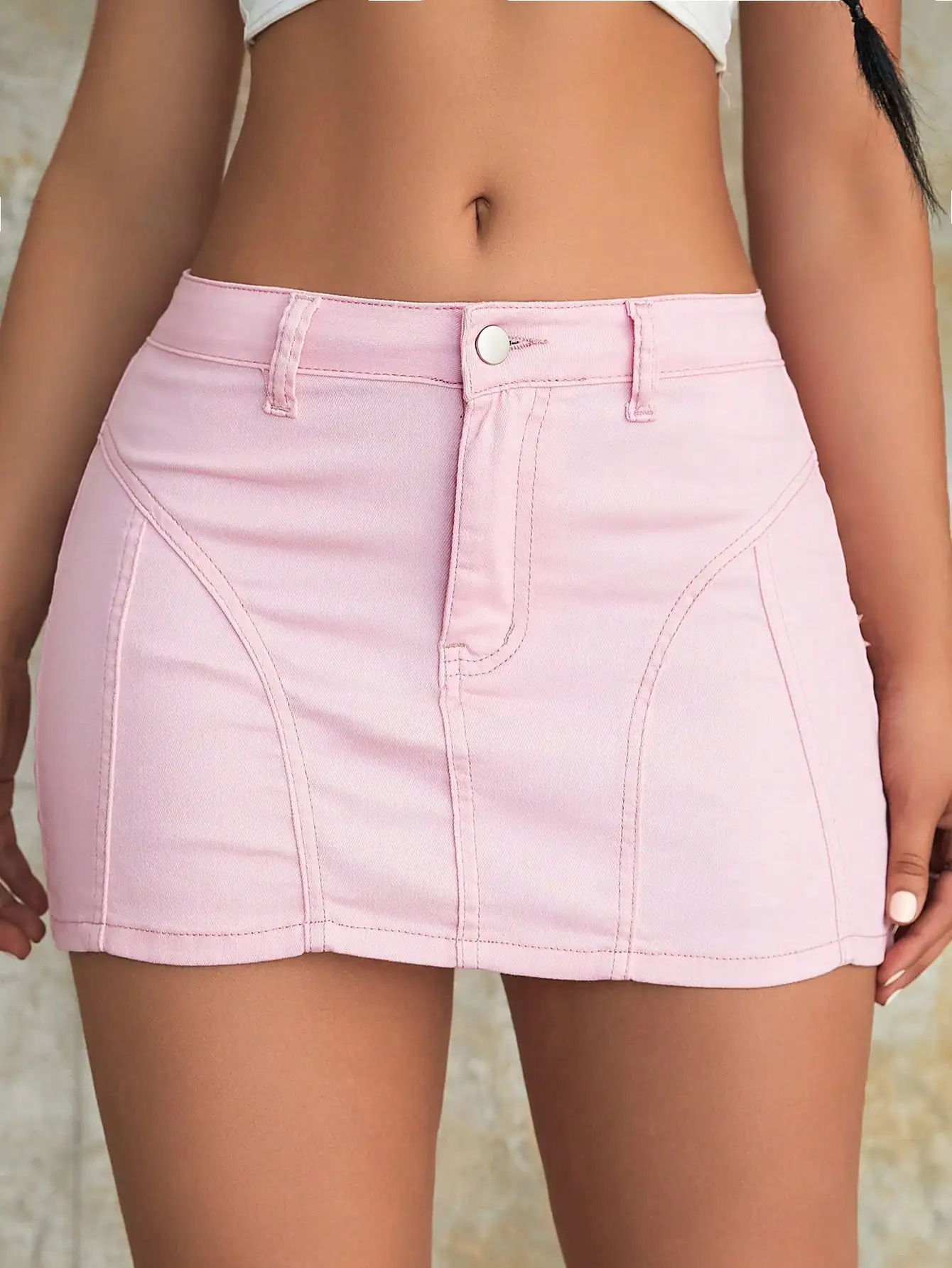 Y2k Mode Frauen Karneval Urlaub hohe Taille solide gefälschte Tasche dünne Mini A-Linie Jeans rock Streetwear