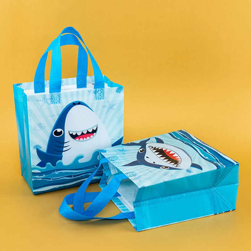 12/24Pcs Shark Theme Candy Box Favor Cookie Gift Bag with Stickers Kids Ocean Animal Birthday Party Decor Baby Shower Supplies