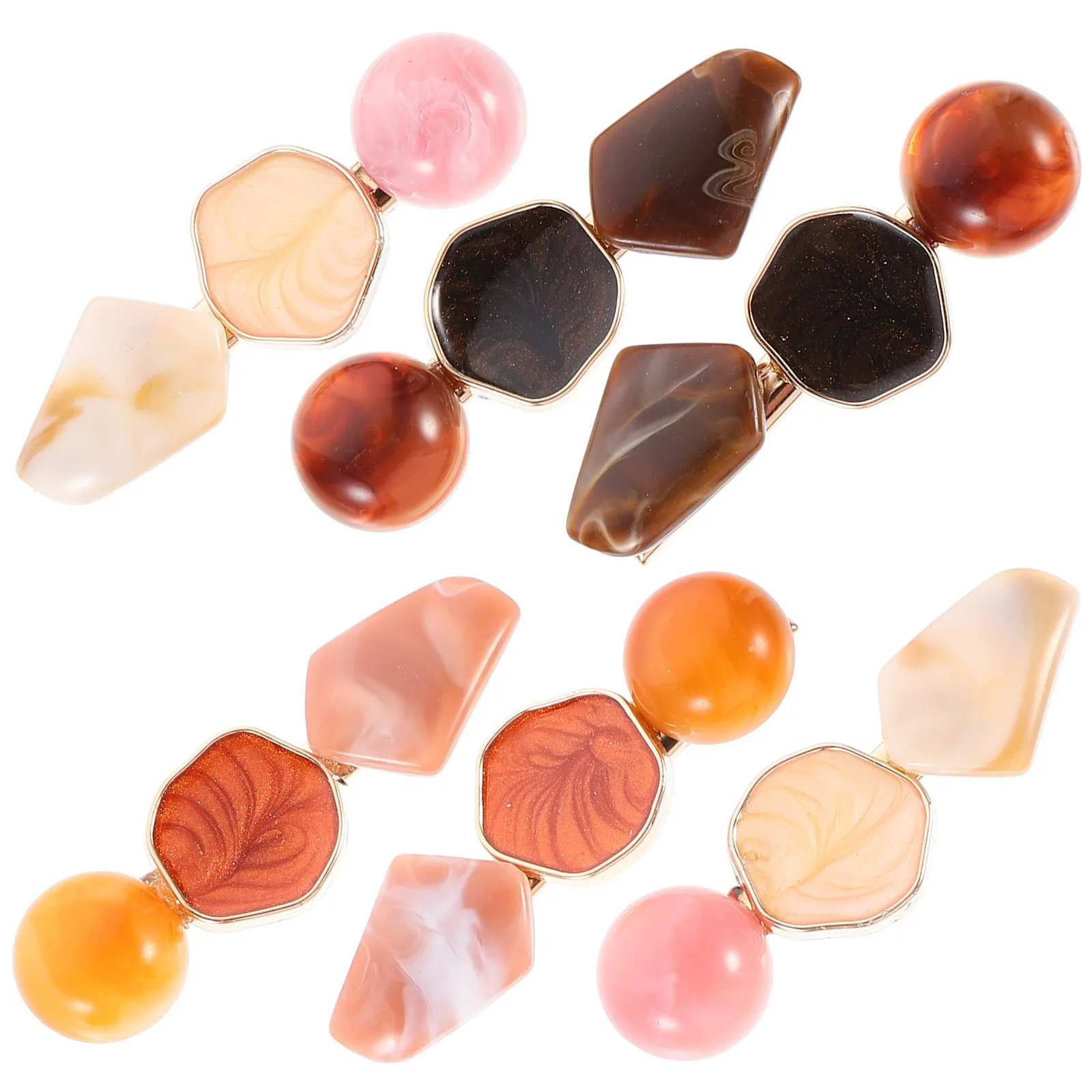 

6 Pcs Duckbill Hair Accessories Clip Barrettes Clips Crease Acrylic Fancy Woman Elegant
