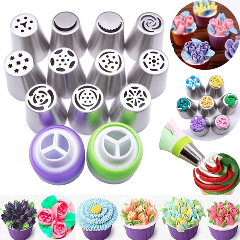 27 stks/set Russische Frosting Piping Nozzle Gebak Crème Tip Rvs Mondstuk Crème Cake Tip Spuitzak Set Bakken Cake Tool