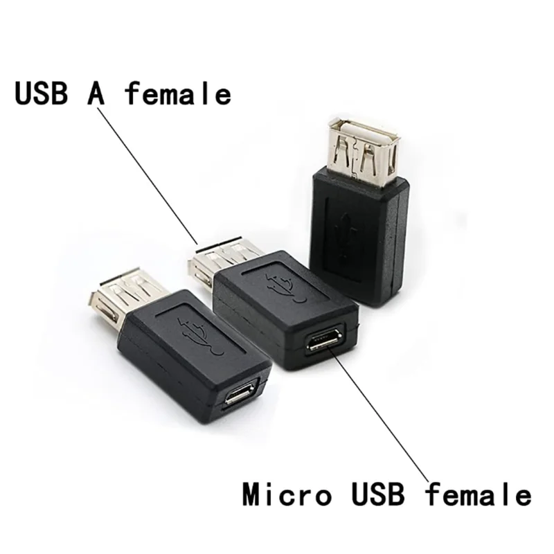 

Черный адаптер-коннектор USB 2.0 Type A (женский) на Micro USB B (женский)