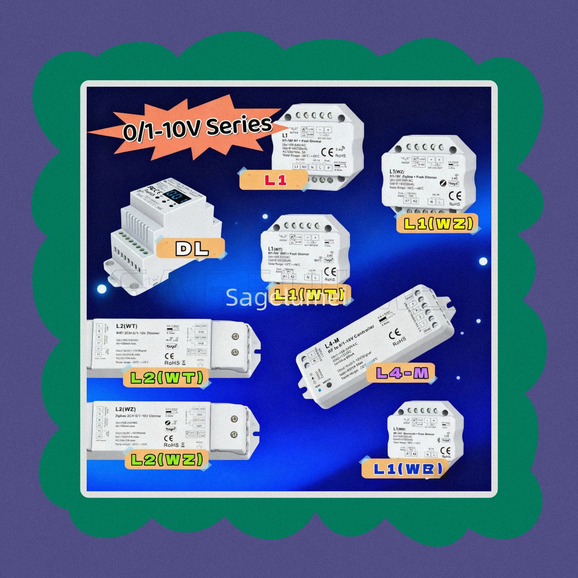 0-10V Skydance L4-M LED Dimmer 2.4G RF Wireless Touch Remote Control 4 Channel Signal Output Dimer for Single Color LED Strips