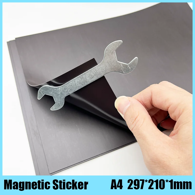 Thickness 1.5/1.0/0.5mm A4 Square Soft Rubber Magnetic Sheet Black Magnetic Mat Refrigerator Photo Picture DIY Cutting One Side