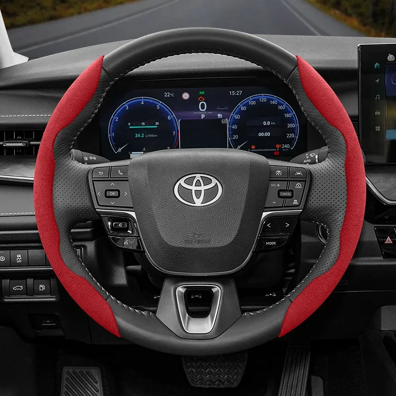 Geeignet für Toyota Anti-Rutsch-Schnallen-Lenkradbezug aus segmentiertem Wildleder, passend für Yaris, Auris, C-HR, Corolla, RAV4, Hilux – Detail 4
