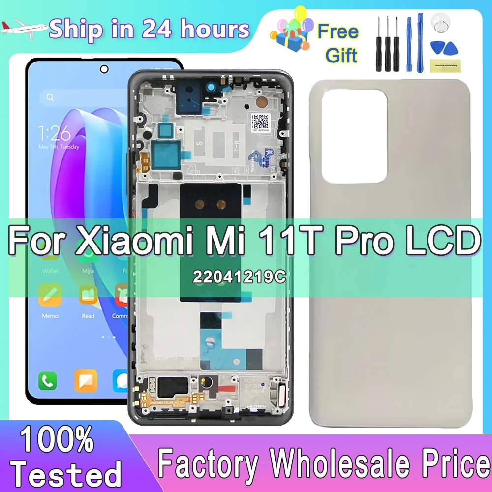 

100% Tested for Xiaomi Mi 11T Pro 2107113SG Lcd Display Touch Screen Digitizer Assembly With Frame for Xiaomi Mi 11T