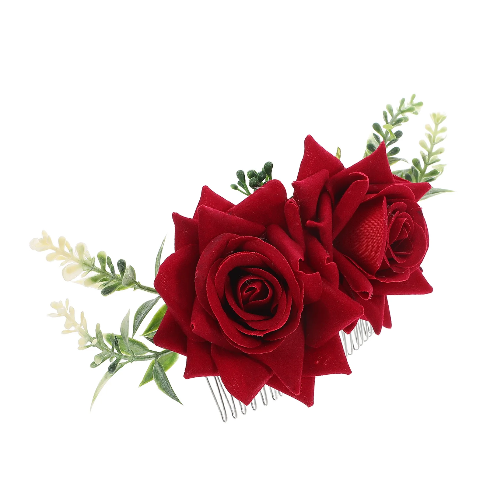 

Artificial Flower Hair Side Comb Red Metal Teeth Bridal Wedding Party Formal Event Headpieces Barrettes Clip Slide Clamps