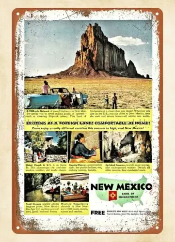 1954 NEW MEXICO Shiproc travel metal tin sign home decor ideas