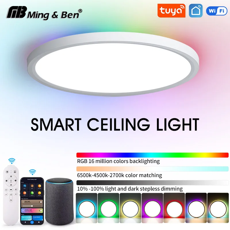 Tuya Smart RGB LED Ceiling Lamp 36W 28W Dimmable Ceiling Lights With App Voice Remote Control For Bedroom Living Room Home Decor