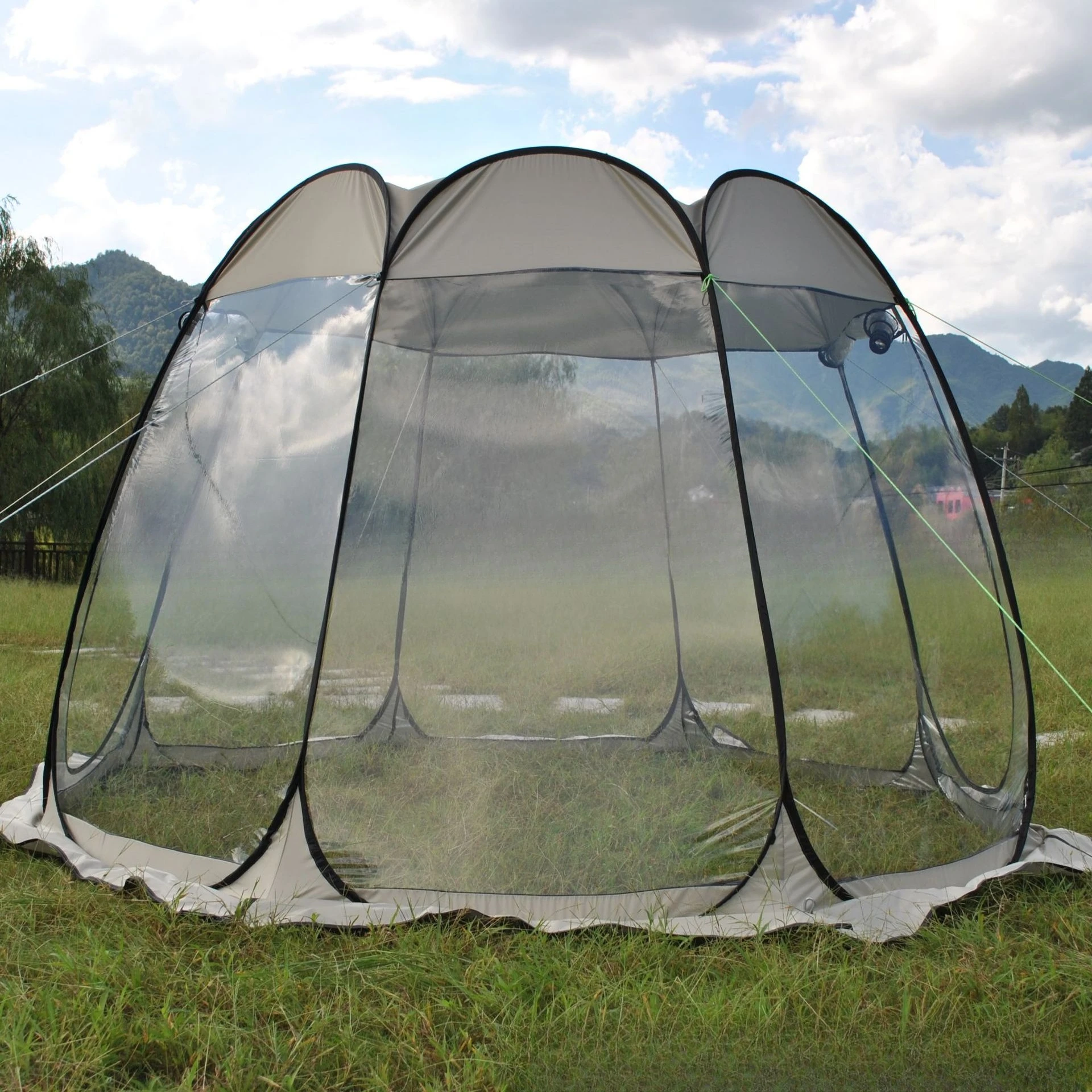 No pop-up 8-person panoramic sun room, PVC transparent tent, octagonal plum blossom starry sky tent