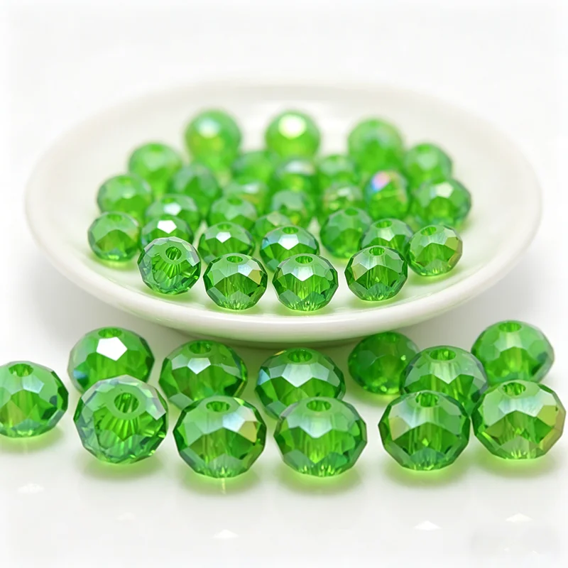 AB Grass Green 2mm 4mm 6mm  8mm 10mm 12mm Rondelle Glass Crystal Beads DIY Jewelry Accessories Loose beads
