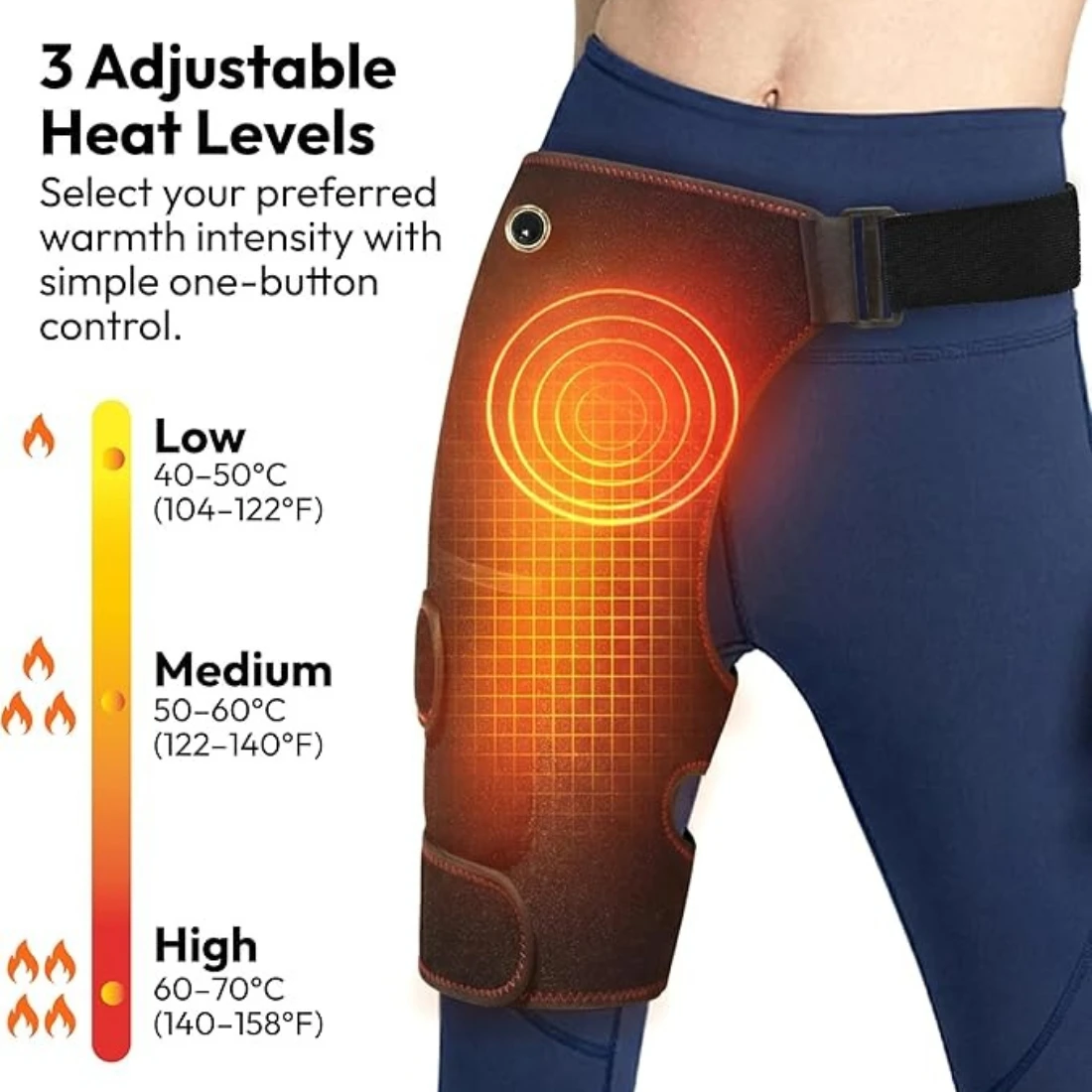 Electric Heating Cordless Heated Massage for Hips Heating Massage Pad Support Brace with Muscle Relaxation