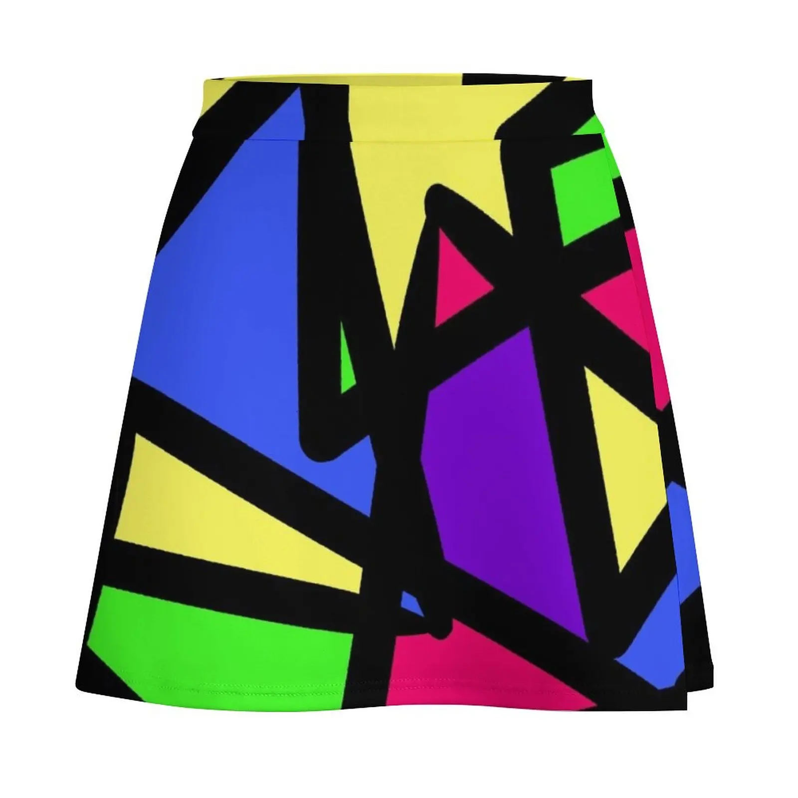 Multicolor Mod Triangle Abstract Geographic Pattern Mini Skirt novelty in clothes womens skirts cosplay Mini Skirt