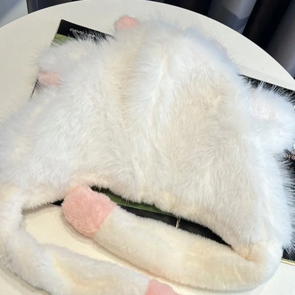Cute Fluffy Fur Ear Protection Cap Windproof Sheep Mongolian Hat Thick Cartoon Sheep Keep Warm Headgear Hat Gifts