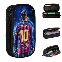 Classic Messi Football Pencil Case Double Layer Large-capacity Office Supplies Pen Case Amazing Gift For Soccer Fan