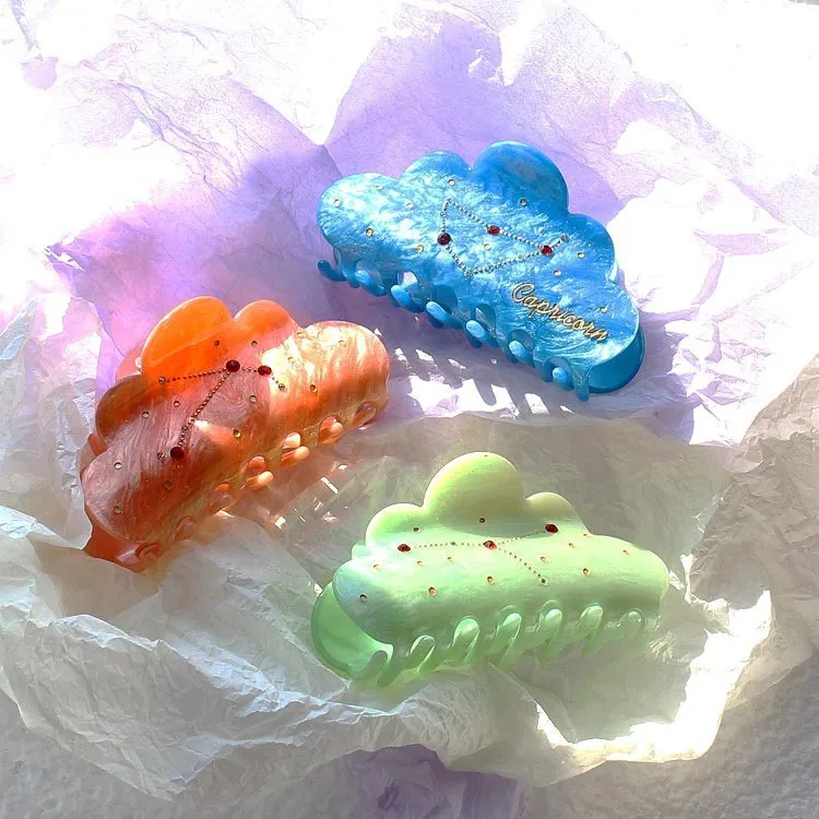 

Акриловая заколка для волос Zodiac — милая большая заколка в виде акулы, аксессуары для волос с героями мультфильмов «12 созвездий» для женщин