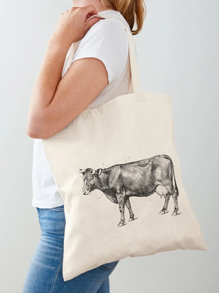 

Cow Anatomy Black & White Vintage Drawing Tote Bag tote bag men's shopping bags foldable Shopping bags cute pouch bag