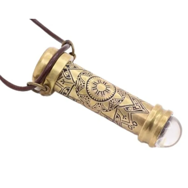 

Индийский музыкальный инструмент — латунный кулон-телескоп/калейдоскоп — с использованием портативного телескопа и гравированным кулоном-мандалой, Naut